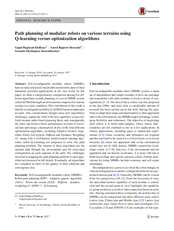 (PDF) Path planning of modular robots on various terrains using Q ...