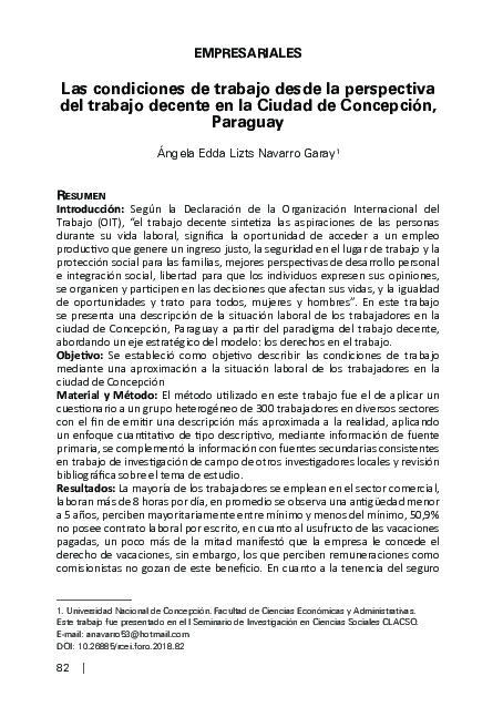 (PDF) Las condiciones de trabajo desde la perspectiva del trabajo ...
