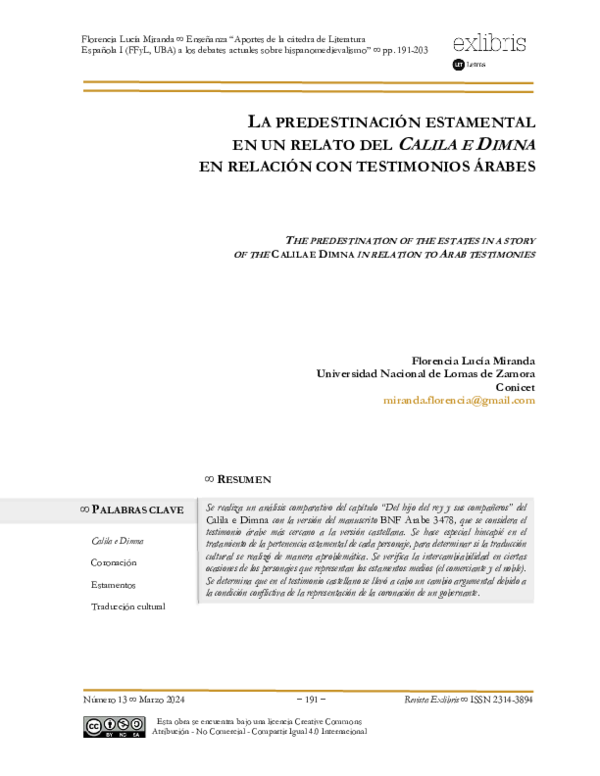 (PDF) La predestinación estamental en un relato del Calila e Dimna en ...