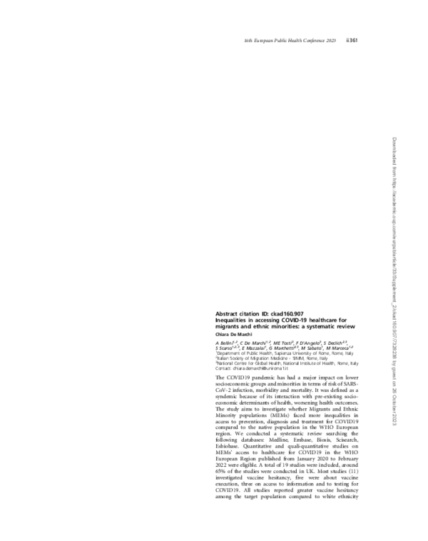 (PDF) Inequalities in accessing COVID-19 healthcare for migrants and ...