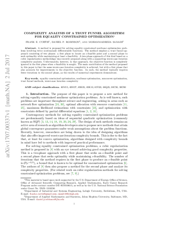 (PDF) Complexity Analysis of a Trust Funnel Algorithm for Equality ...