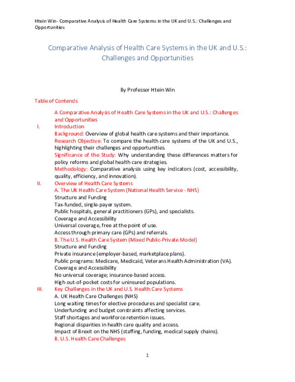 (PDF) Comparative Analysis of Health Care Systems in the UK and U.S ...
