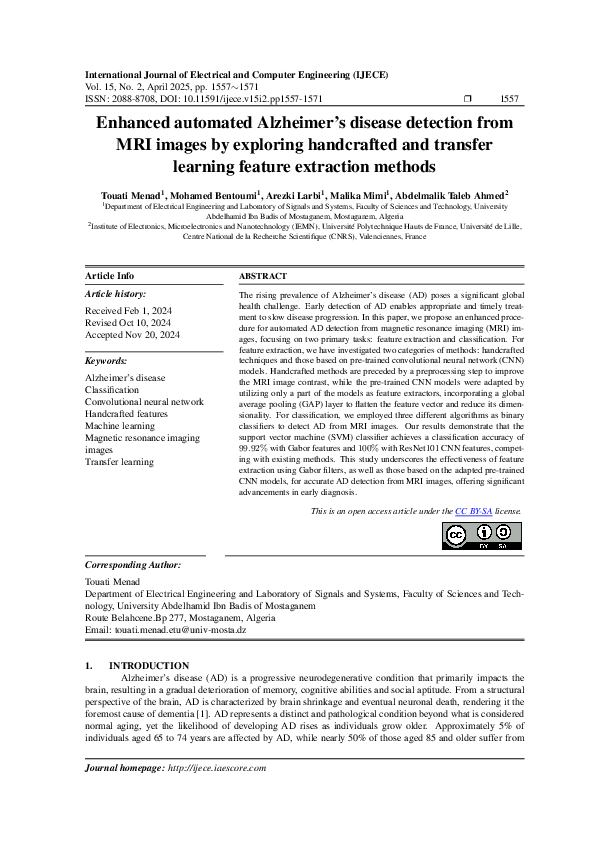 (PDF) Enhanced automated Alzheimer's disease detection from MRI images ...
