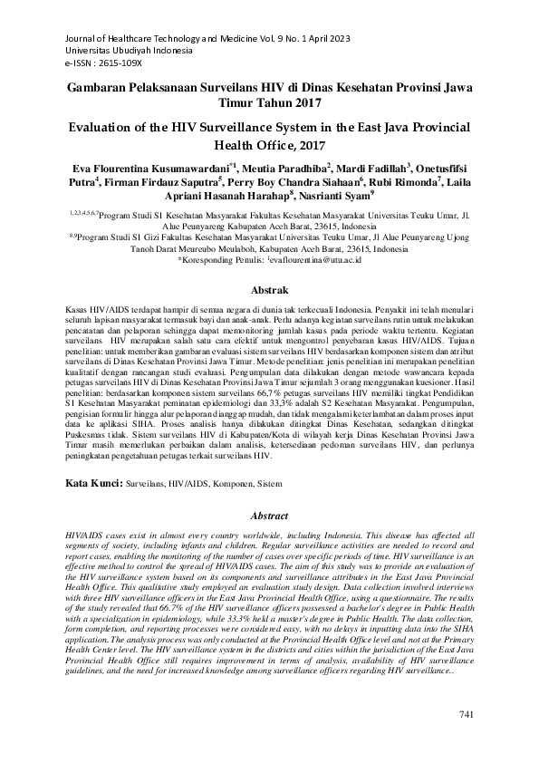 (PDF) Gambaran Pelaksanaan Surveilans HIV di Dinas Kesehatan Provinsi ...