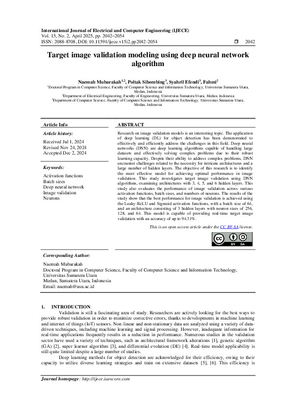 (PDF) Target image validation modeling using deep neural network algorithm