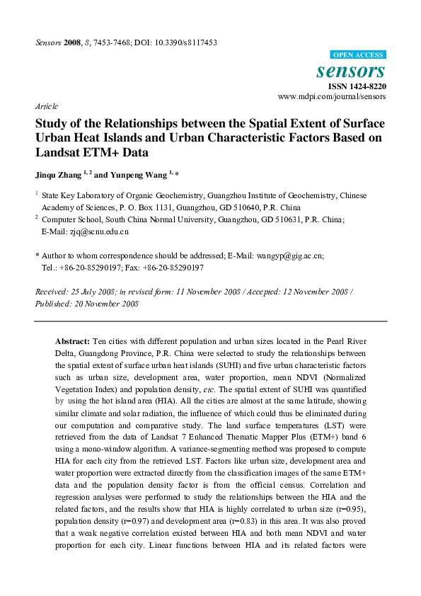 (PDF) Study of the Relationships between the Spatial Extent of Surface ...