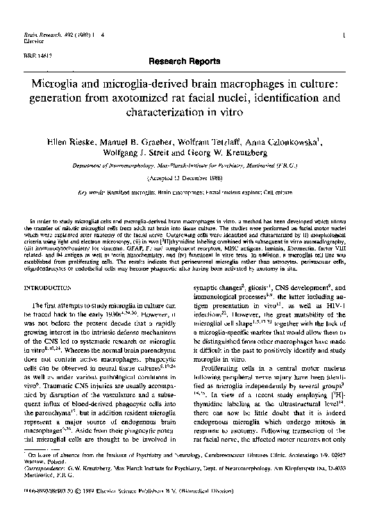 (PDF) Microglia and microglia-derived brain macrophages in culture ...