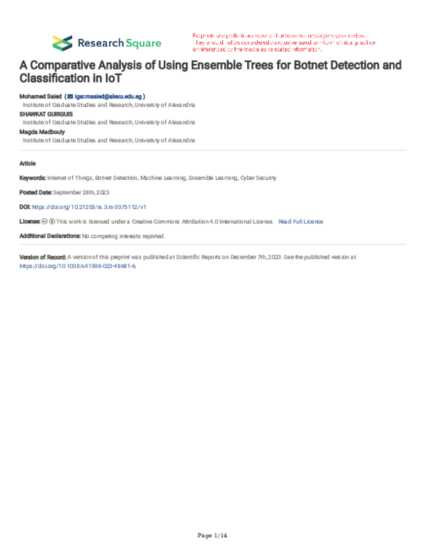 (PDF) A Comparative Analysis of Using Ensemble Trees for Botnet ...