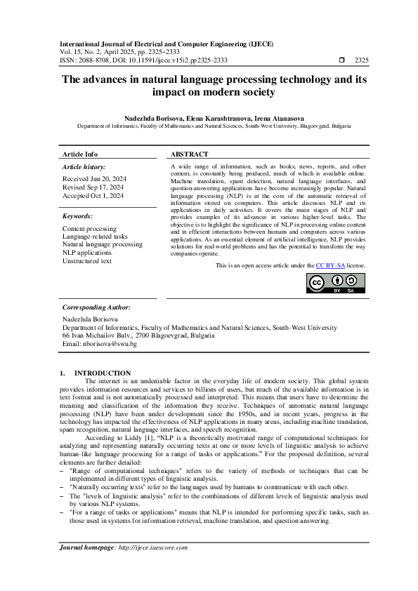 (PDF) The advances in natural language processing technology and its ...