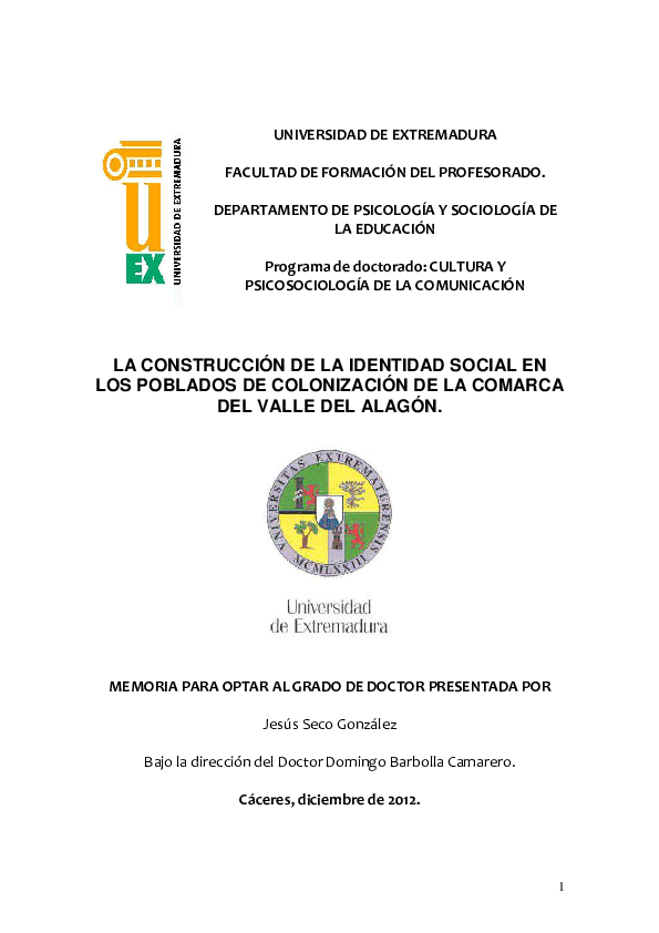 (PDF) La construcción de la identidad social en los poblados de ...