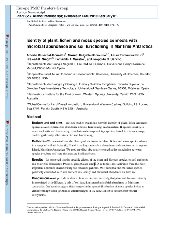 (PDF) Identity of plant, lichen and moss species connects with ...