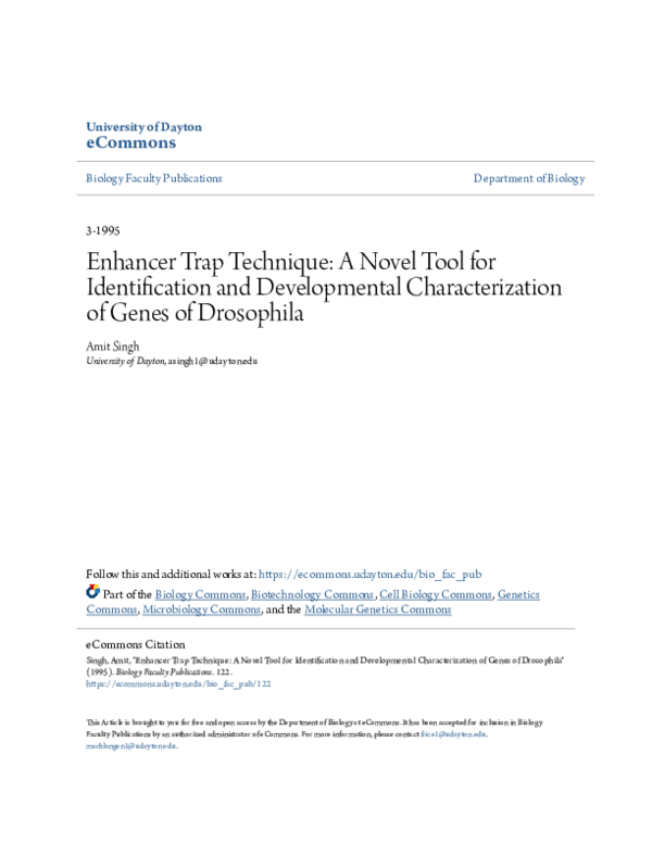 (PDF) Enhancer Trap Technique: A Novel Tool for Identification and ...