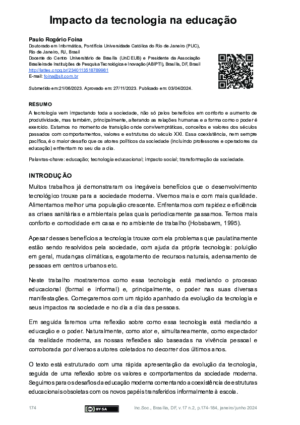 (PDF) Impacto da tecnologia na educação