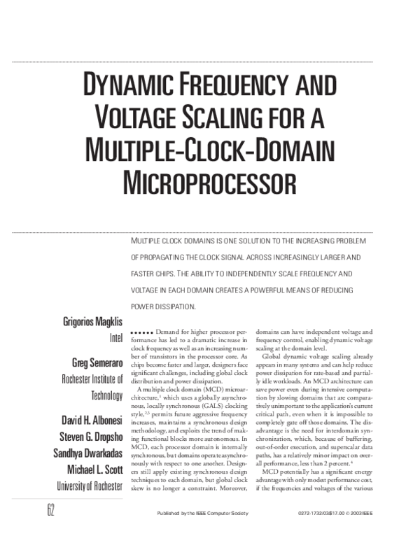 (PDF) Dynamic frequency and voltage scaling for a multiple-clock-domain ...