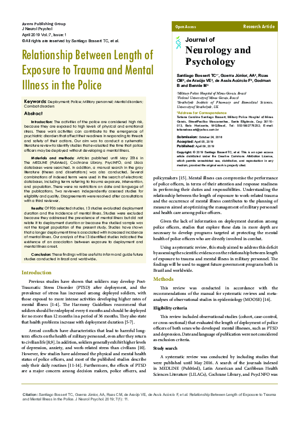 (PDF) Relationship Between Length of Exposure to Trauma and Mental ...