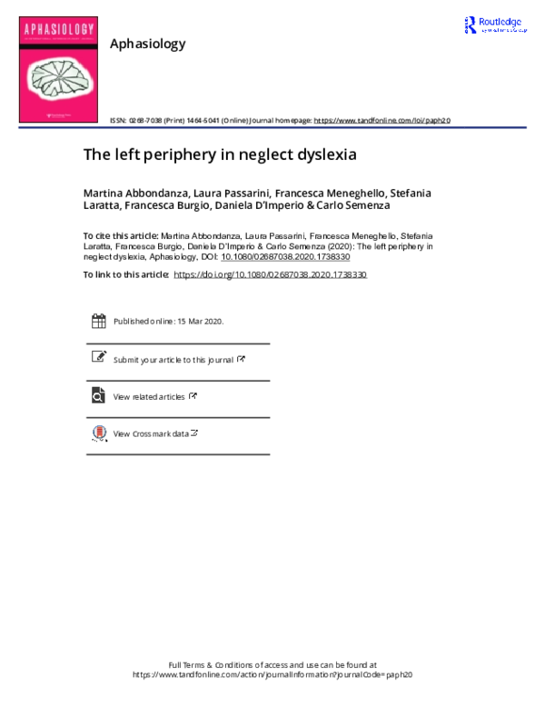 (PDF) The left periphery in neglect dyslexia