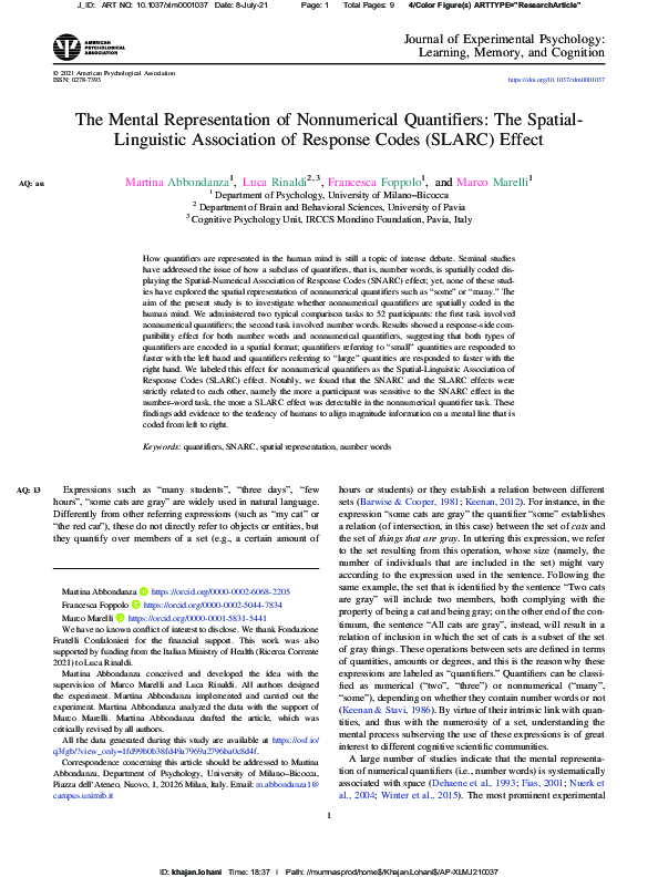 (PDF) The Mental Representation of Nonnumerical Quantifiers: The ...