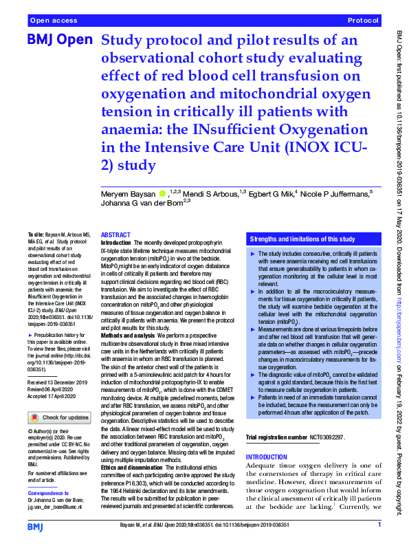 (PDF) Study protocol and pilot results of an observational cohort study ...