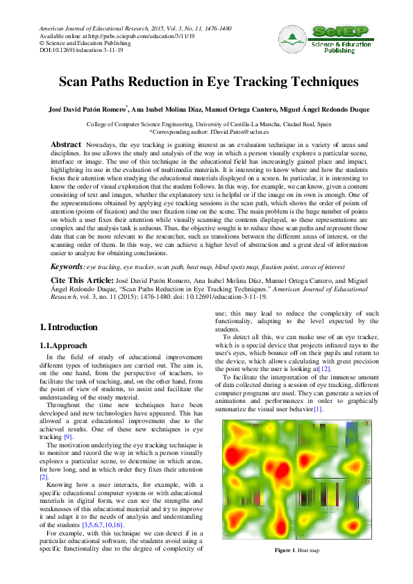 (PDF) Scan Paths Reduction in Eye Tracking Techniques