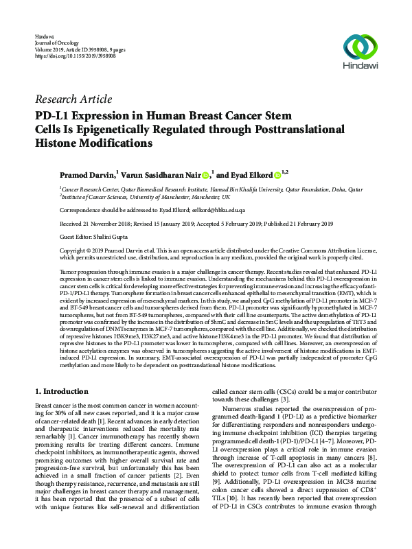 (PDF) PD-L1 Expression in Human Breast Cancer Stem Cells Is ...