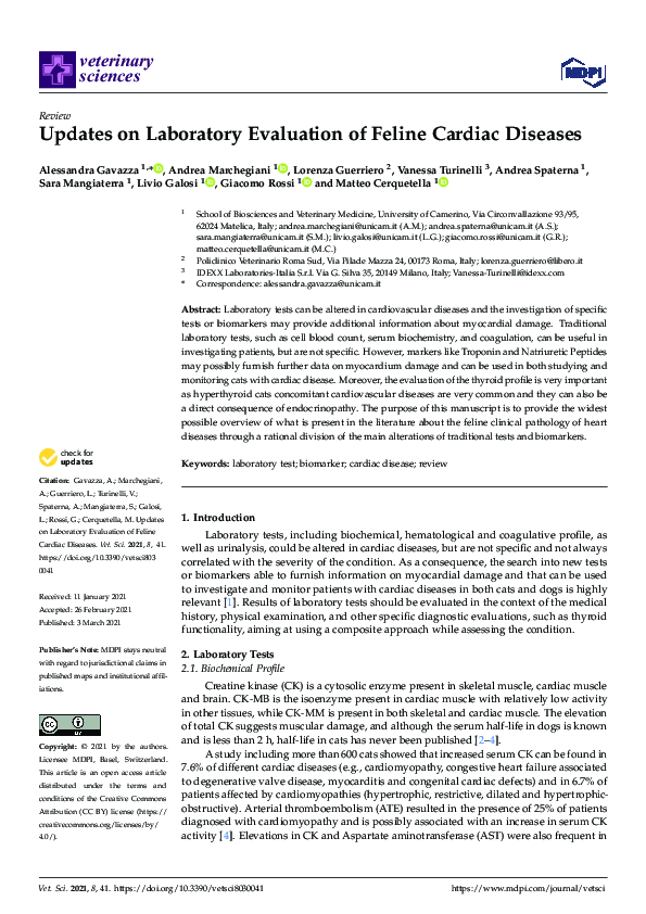 Picture of (PDF) Updates on Laboratory Evaluation of Feline Cardiac Diseases
