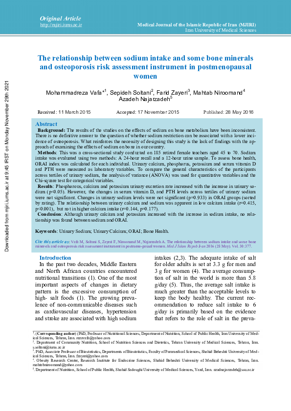 (PDF) The relationship between sodium intake and some bone minerals and ...