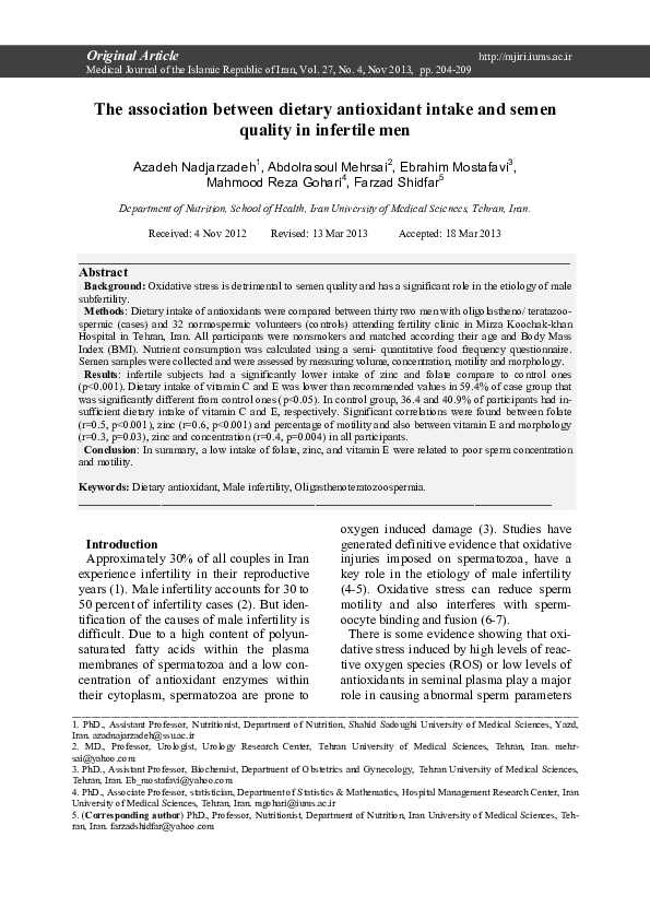 (PDF) The association between dietary antioxidant intake and semen ...