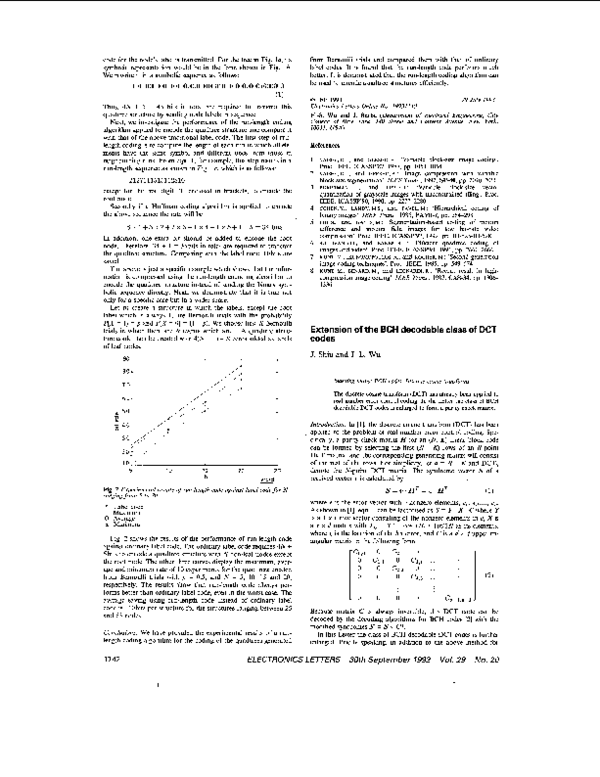 (PDF) Extension of the BCH decodable class of DCT codes