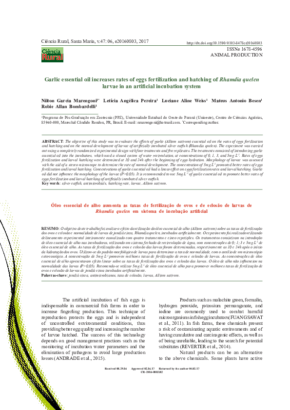(PDF) Garlic essential oil increases rates of eggs fertilization and ...