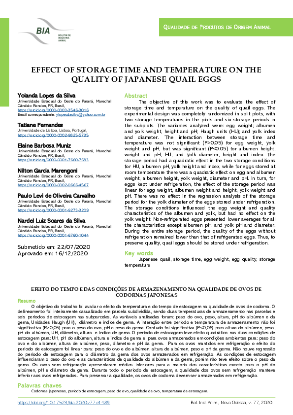 (PDF) Effect of storage time and temperature on the quality of japanese ...