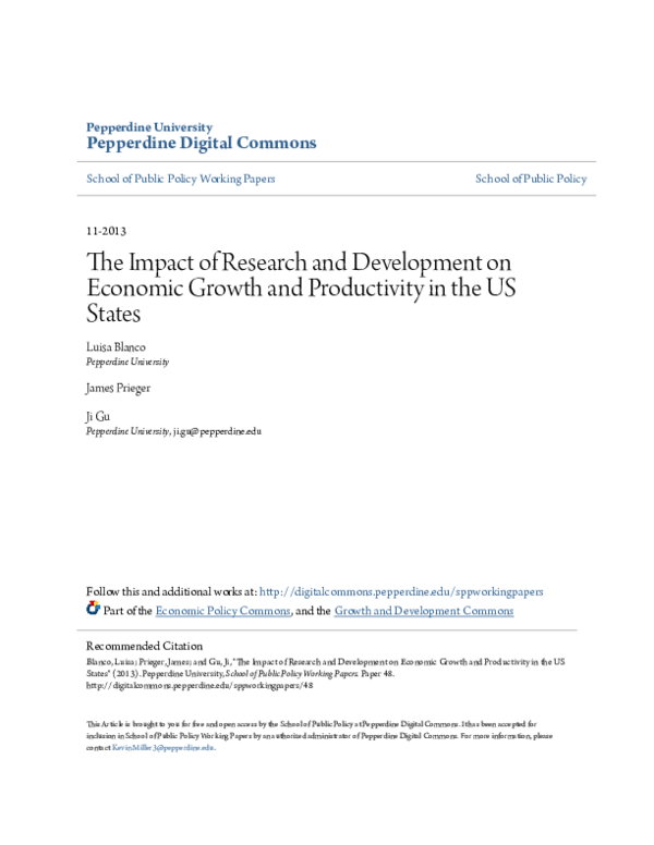 (PDF) The Impact of Research and Development on Economic Growth and ...