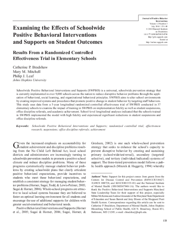 (PDF) Examining the Effects of Schoolwide Positive Behavioral ...