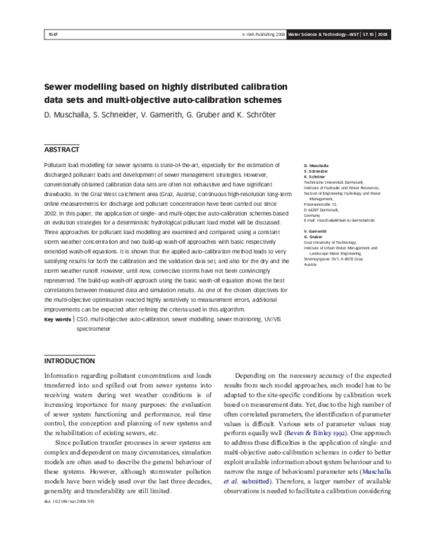 (PDF) Sewer modelling based on highly distributed calibration data sets ...