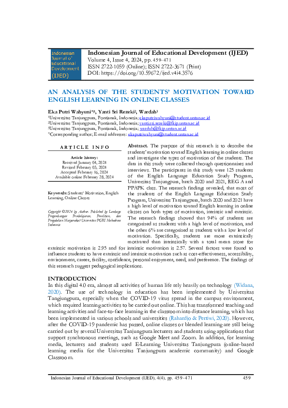 (PDF) An Analysis of the Students’ Motivation Toward English Learning ...