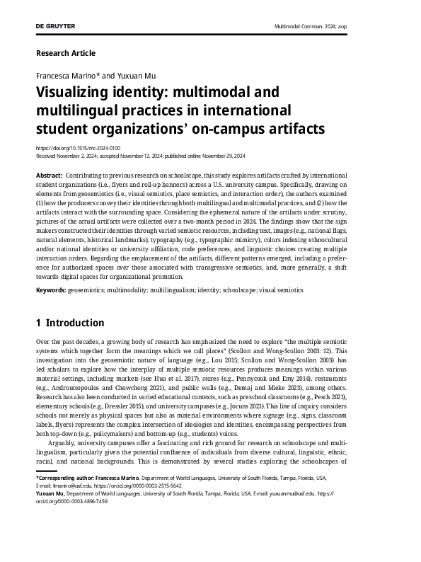 (PDF) Visualizing identity: multimodal and multilingual practices in ...