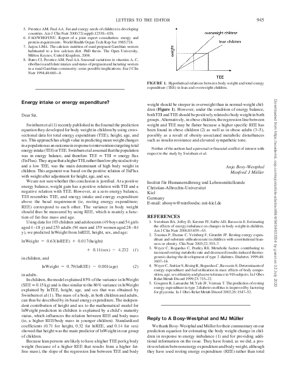 (PDF) Energy intake or energy expenditure?