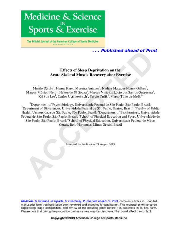 (PDF) Effects of Sleep Deprivation on Acute Skeletal Muscle Recovery ...