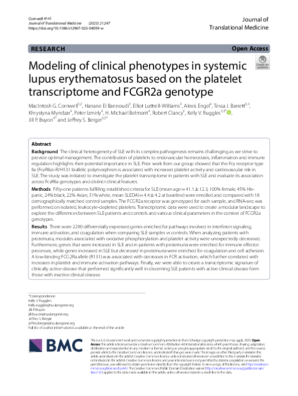 (PDF) Modeling of clinical phenotypes in systemic lupus erythematosus ...