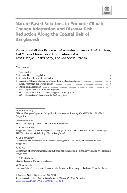 (PDF) Nature-Based Solutions to Promote Climate Change Adaptation and ...