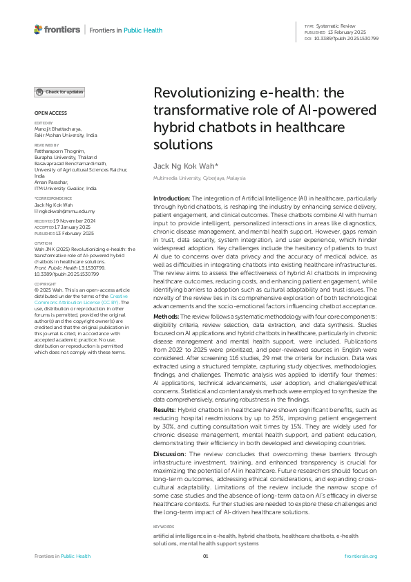 (PDF) Revolutionizing e-health: the transformative role of AI-powered ...