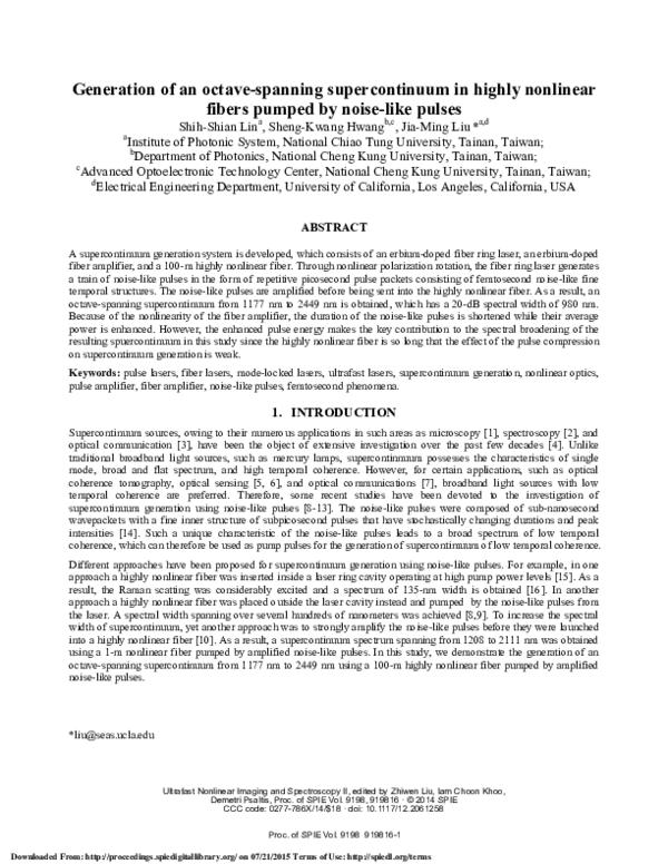 (PDF) Generation of an octave-spanning supercontinuum in highly ...