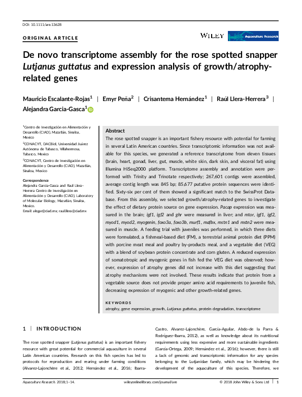 (PDF) De novo transcriptome assembly for the rose spotted ...