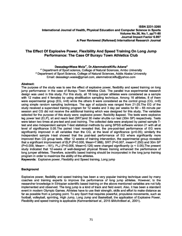 (PDF) The Effect of Explosive Power, Flexibility and Speed Training on ...