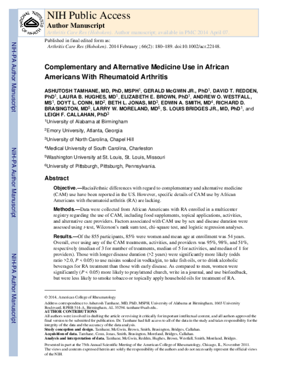 (PDF) Complementary and Alternative Medicine Use in African Americans ...
