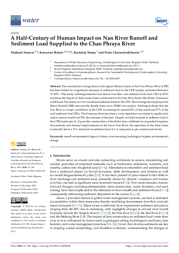 (PDF) A Half-Century of Human Impact on Nan River Runoff and Sediment ...