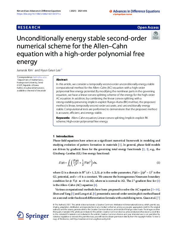 (PDF) Unconditionally energy stable second-order numerical scheme for ...