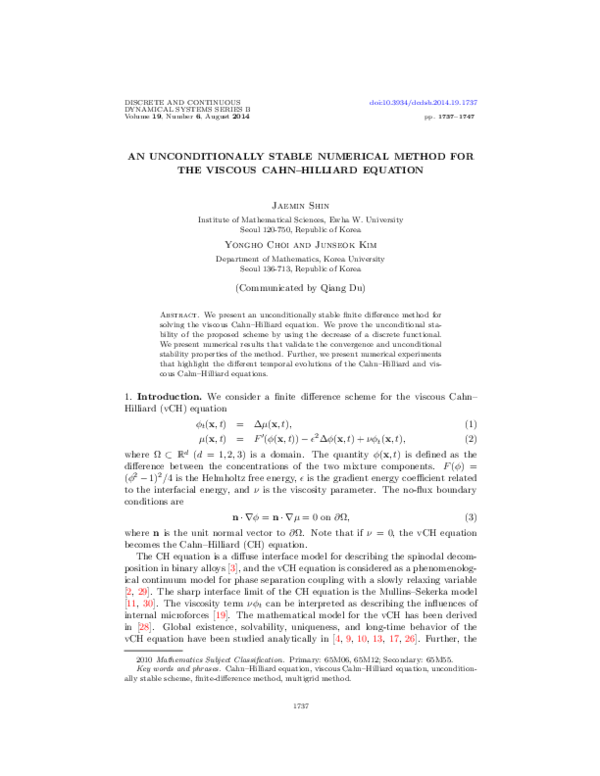 (PDF) An unconditionally stable numerical method for the viscous Cahn ...