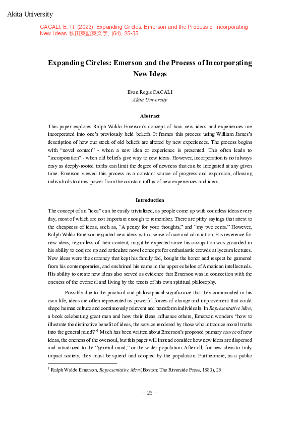 (PDF) Expanding Circles: Emerson and the Process of Incorporating New Ideas