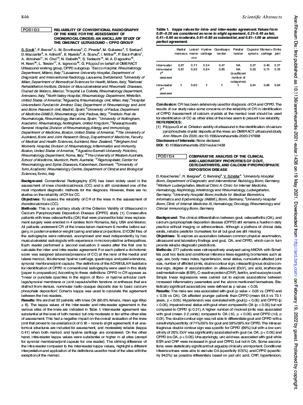 (PDF) POS1133 Reliability of Conventional Radiography of the Knee for ...