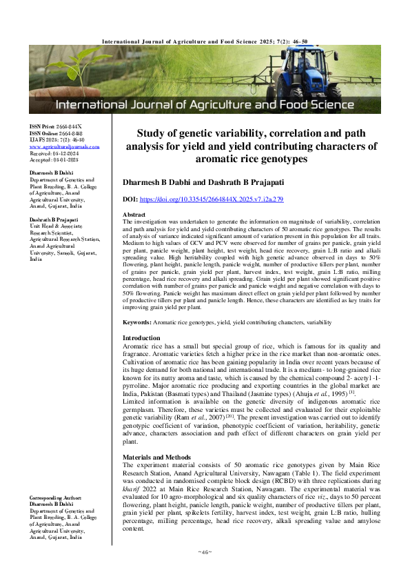 (PDF) Study of genetic variability, correlation and path analysis for ...